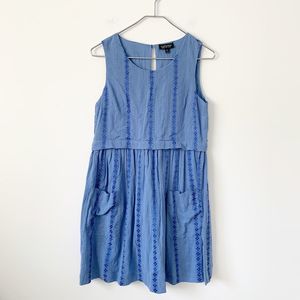 Topshop | Blue Sleeveless Embroidery Dress 4